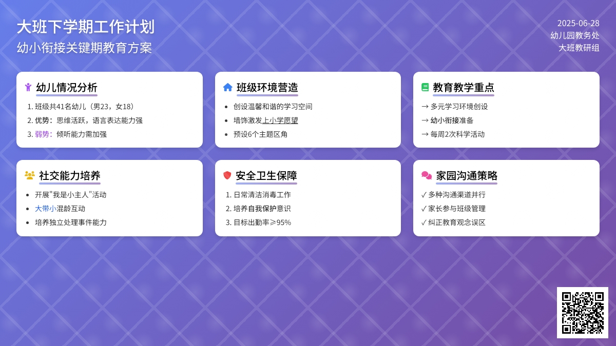 大班下学期工作计划范文
