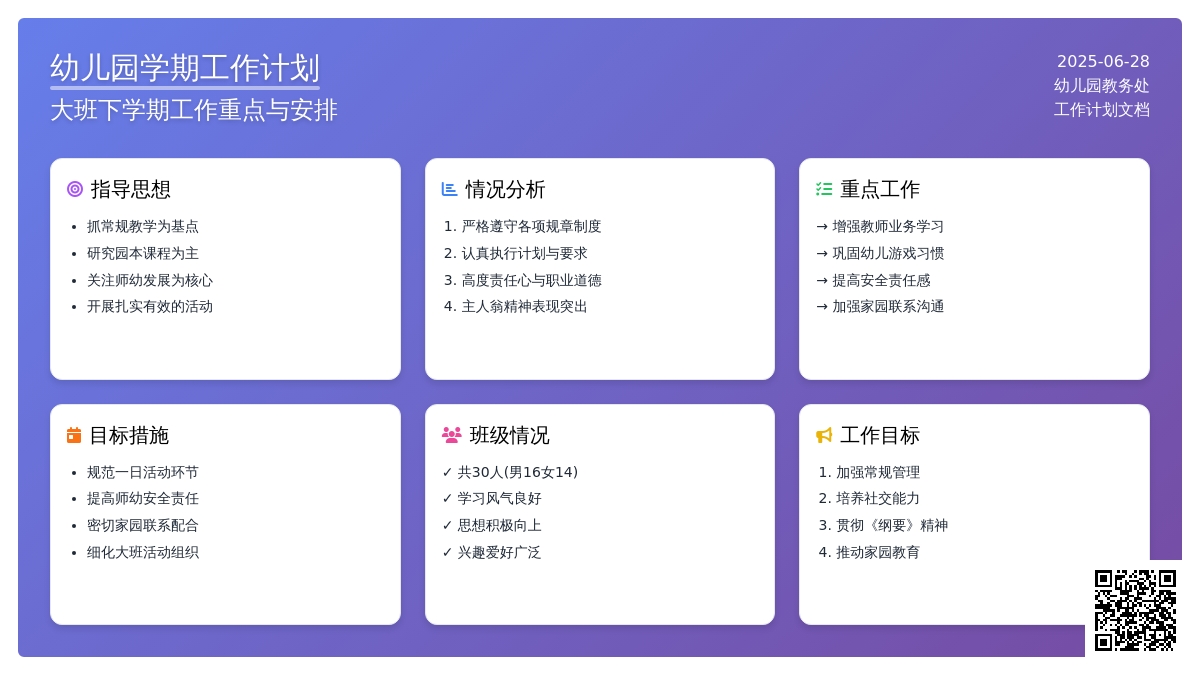 2015大班下学期工作计划范文