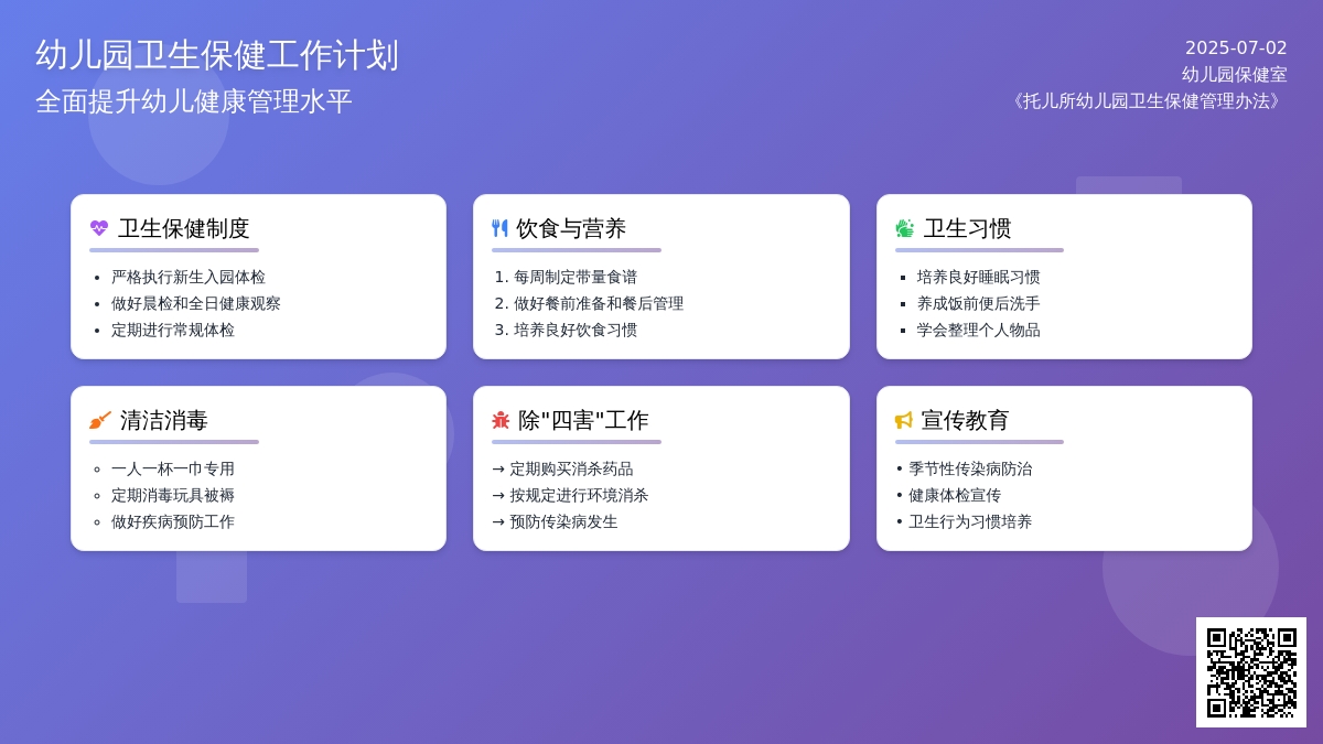 2016年幼儿园年度卫生保健工作计划范文