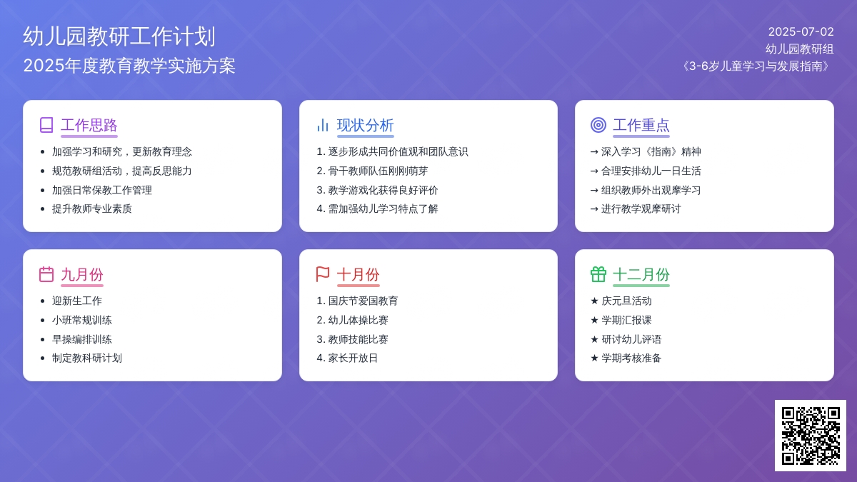 2016年幼儿园上学期教研工作计划范文