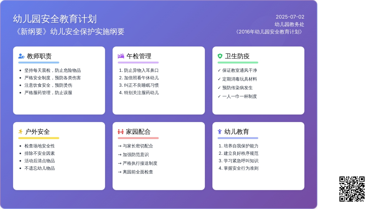 2016年幼儿园安全教育计划