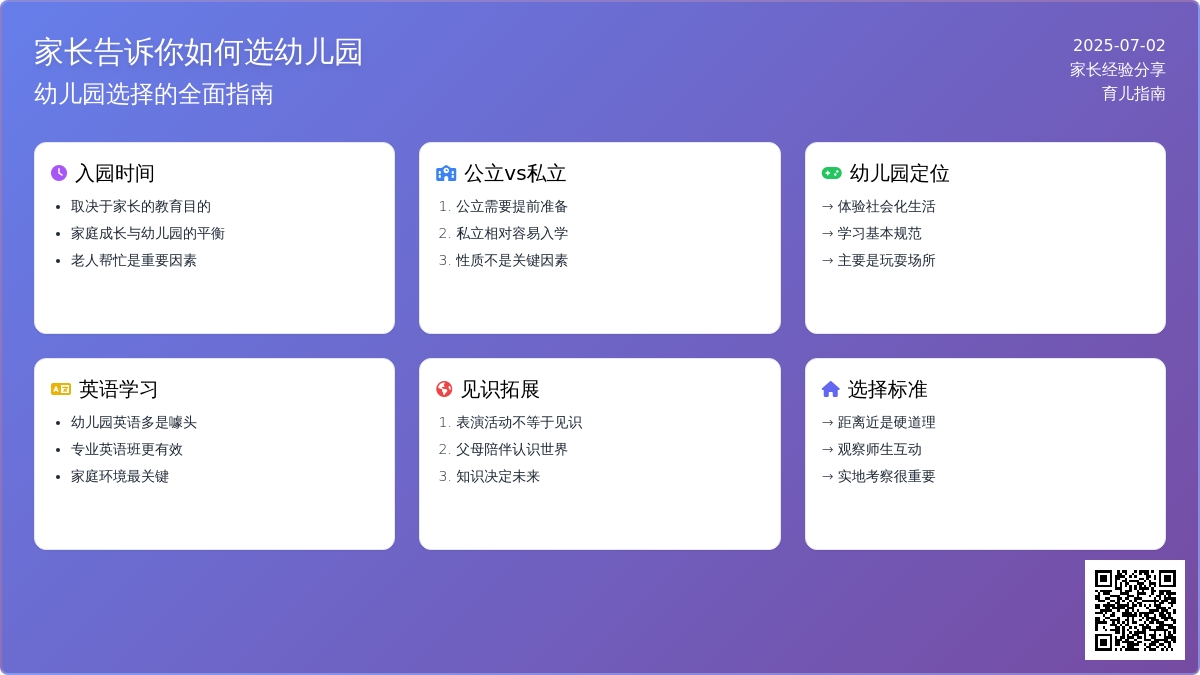 家长告诉你如何选幼儿园