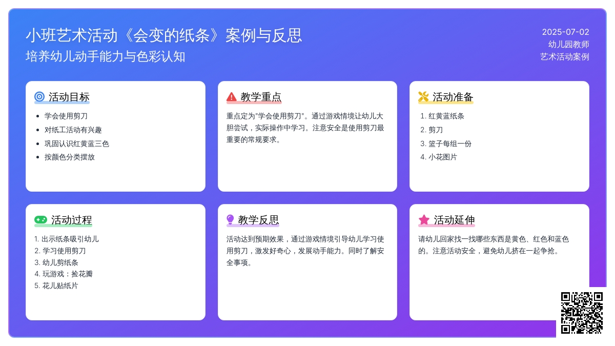 小班艺术活动《会变的纸条》案例与反思