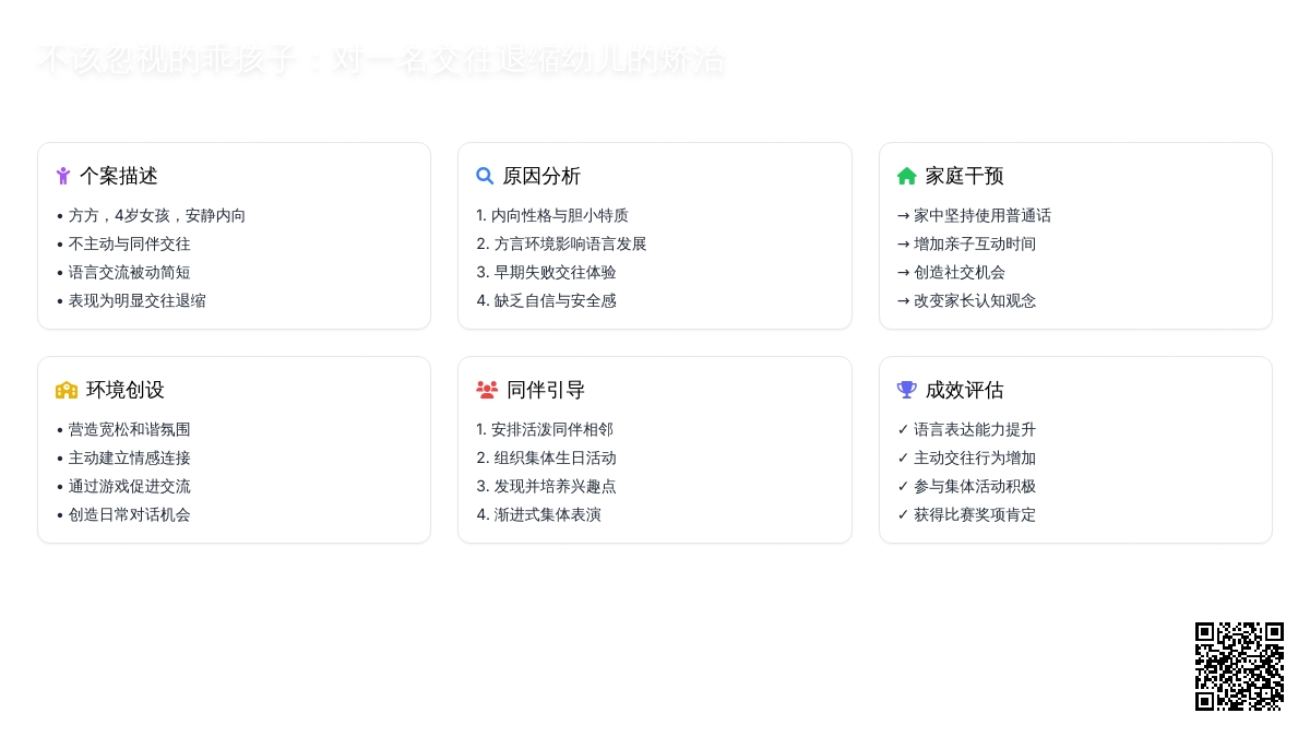 案例:不该忽视的乖孩子：对一名交往退缩幼儿的矫治