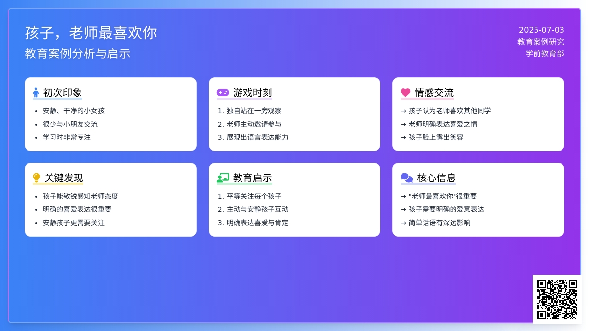案例:孩子，老师最喜欢你