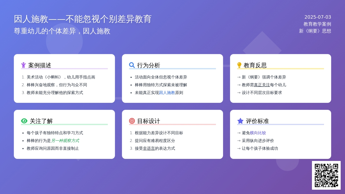 案例:因人施教----不能忽视个别差异教育