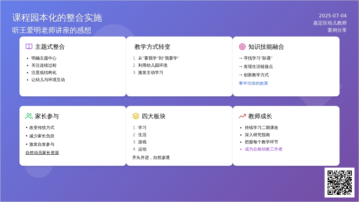 案例：听“课程园本化的整合实施”的感想