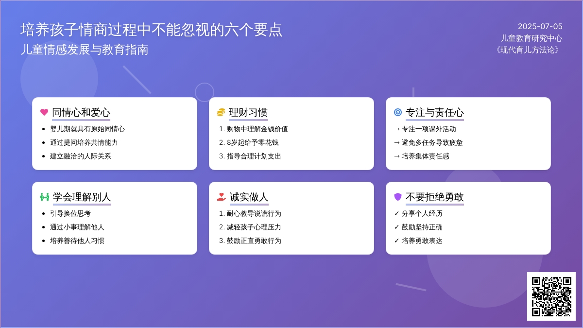 培养孩子情商过程中不能忽视的六个要点