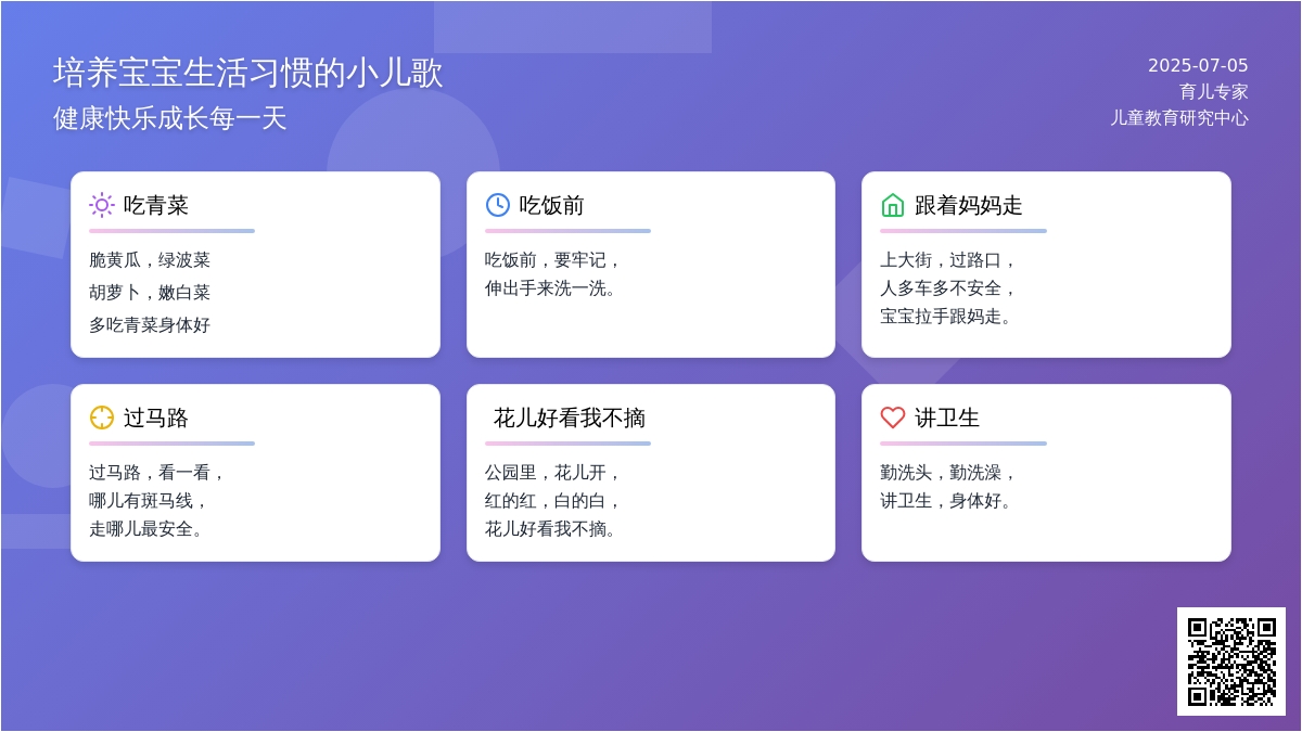 可以培养孩子生活习惯的小儿歌