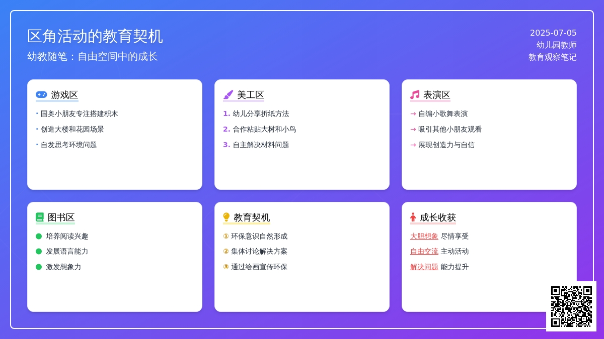 幼教随笔：区角活动的教育契机