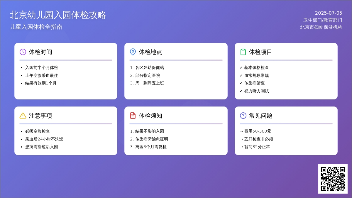 北京幼儿园入园体检攻略