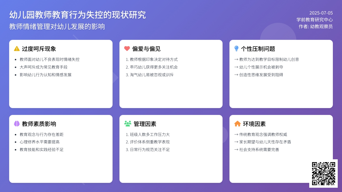 对幼儿教师教育行为失控的现状研究
