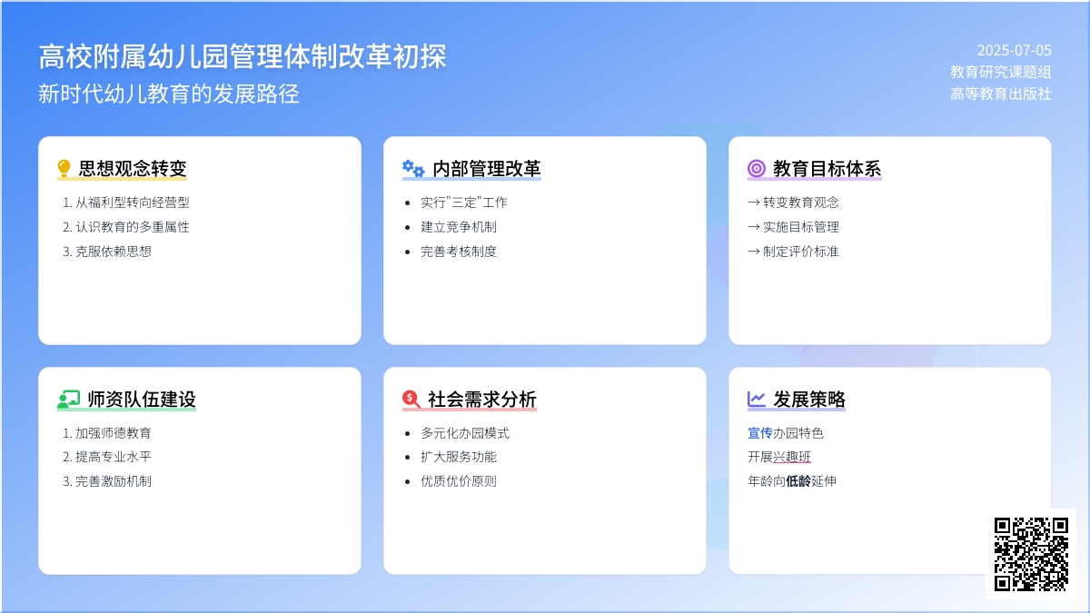 高校附属幼儿园管理体制改革初探