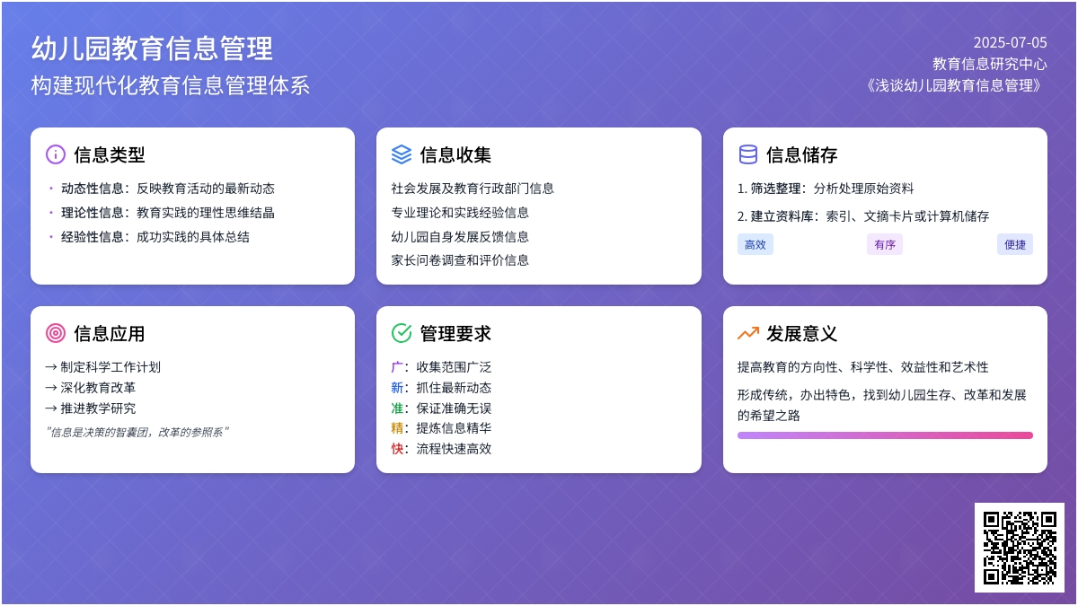 浅谈幼儿园教育信息管理