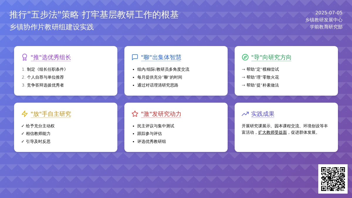 推行“五步法”策略 打牢基层教研工作的根基