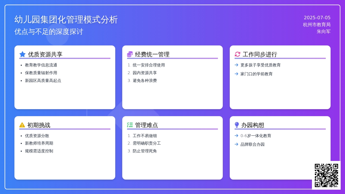 幼儿园集团化管理模式的优点和不足