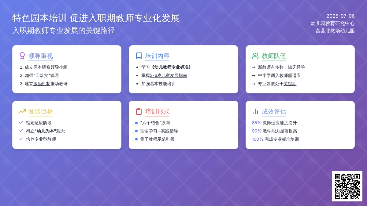 特色园本培训 促进入职期教师专业化发展
