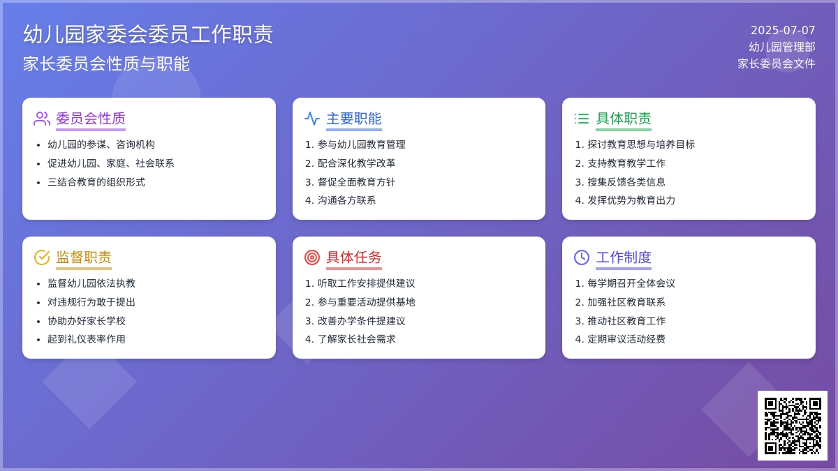 幼儿园家委会委员工作职责