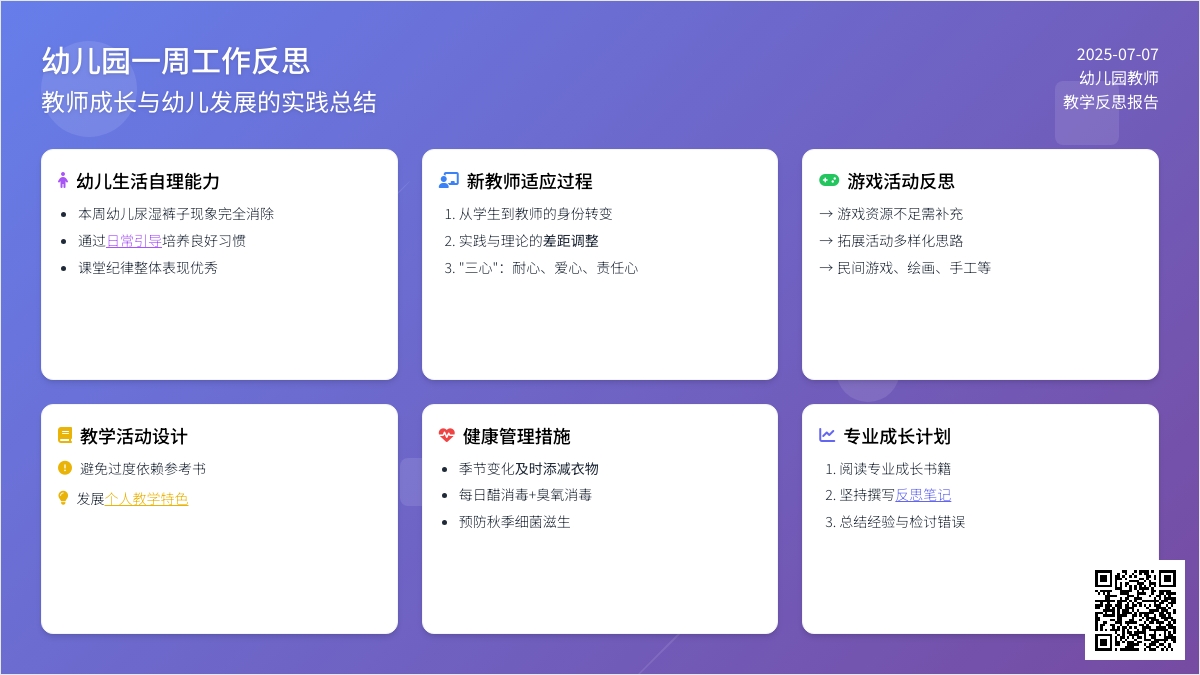 幼儿园一周工作反思3篇