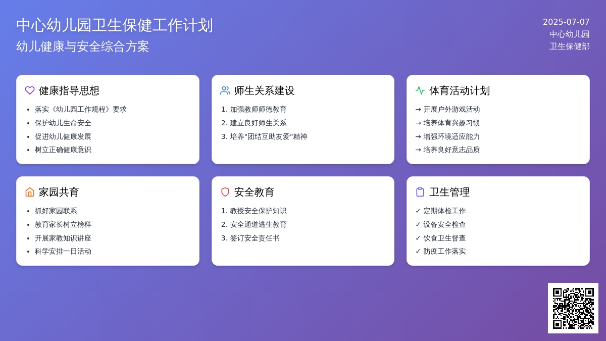 中心幼儿园卫生保健工作计划