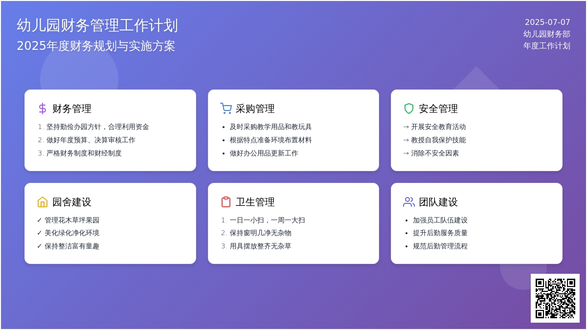 幼儿园财务管理工作计划