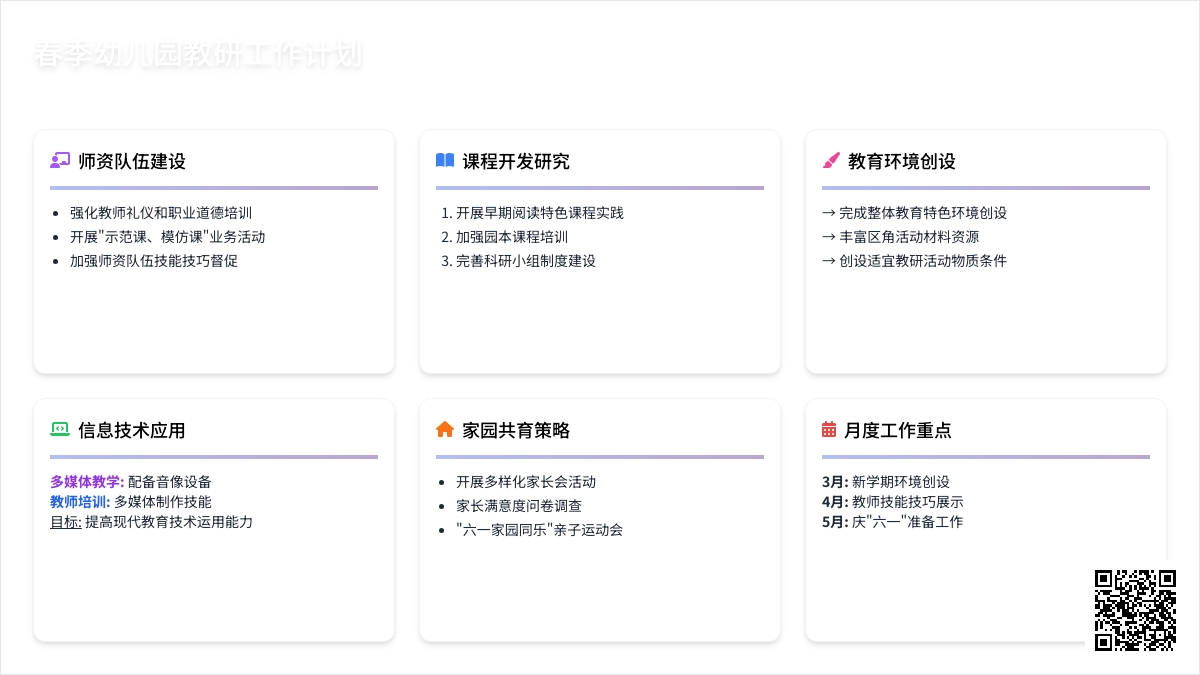 春季幼儿园教研工作计划