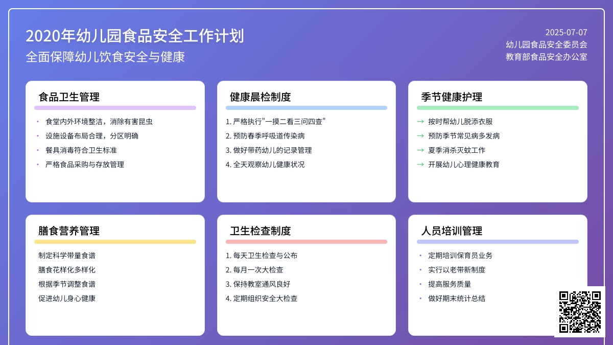 2020年幼儿园食品安全工作计划