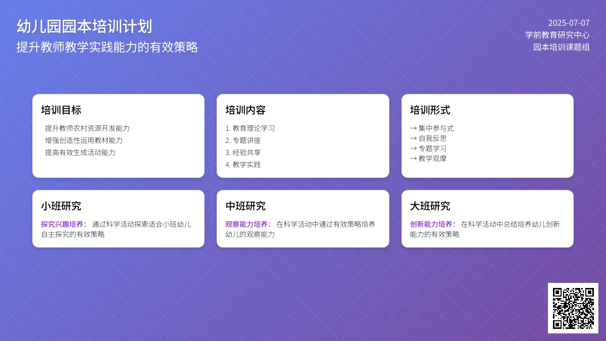 幼儿园园本培训计划（精选5篇）