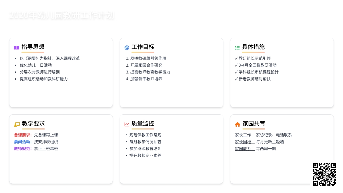 2020年幼儿园教研工作计划