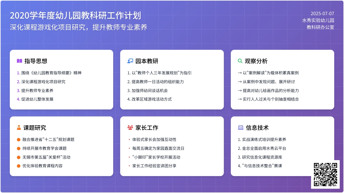 2020学年度幼儿园教科研工作计划（精选3篇）