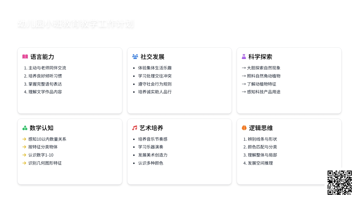 幼儿园小班教育教学工作计划