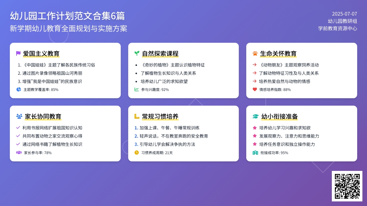 【精华】幼儿园工作计划范文合集6篇