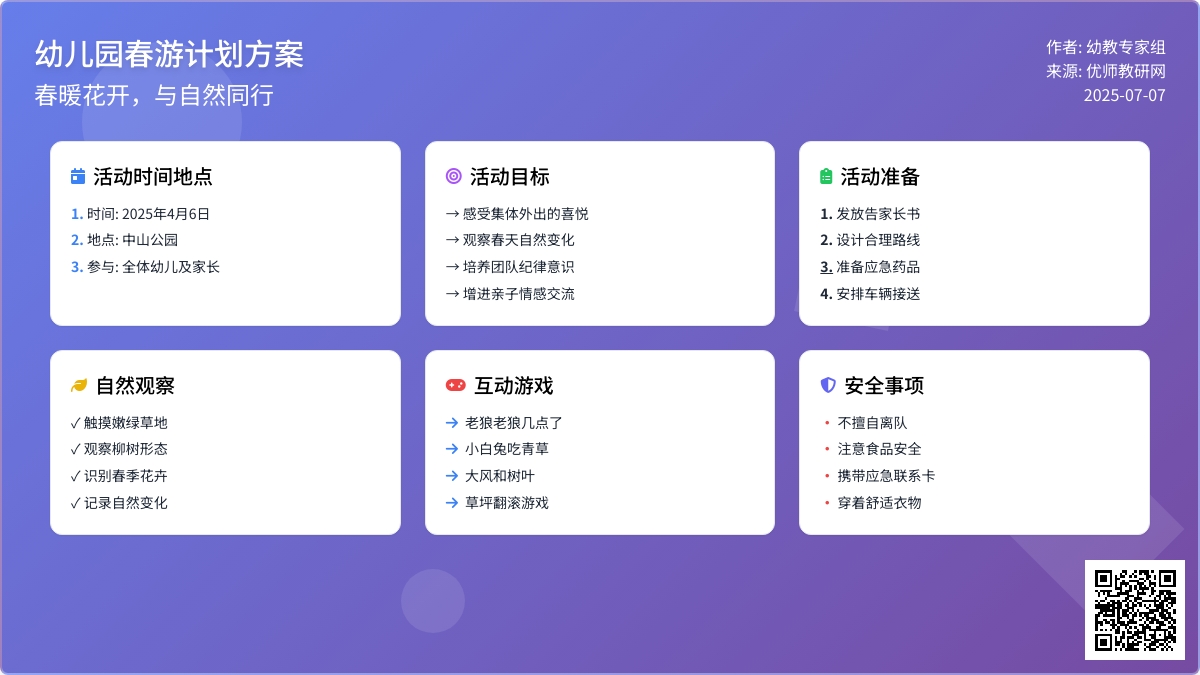 幼儿园春游计划方案