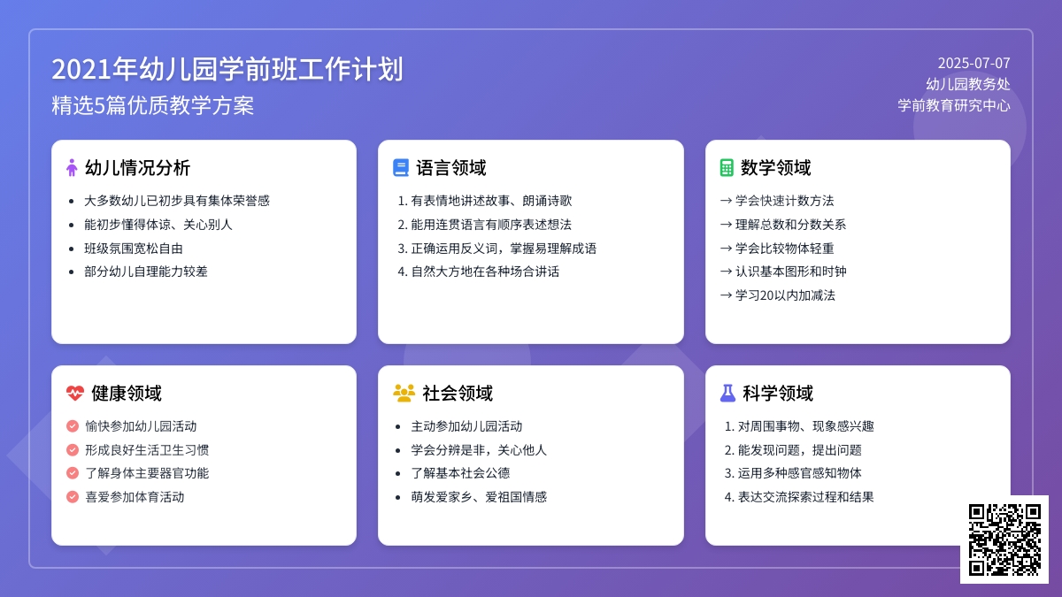 2021年幼儿园学前班工作计划（精选5篇）