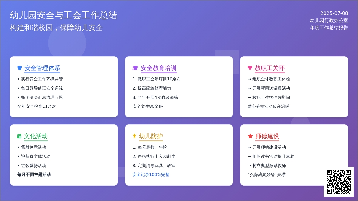 幼儿园安全、工会工作总结