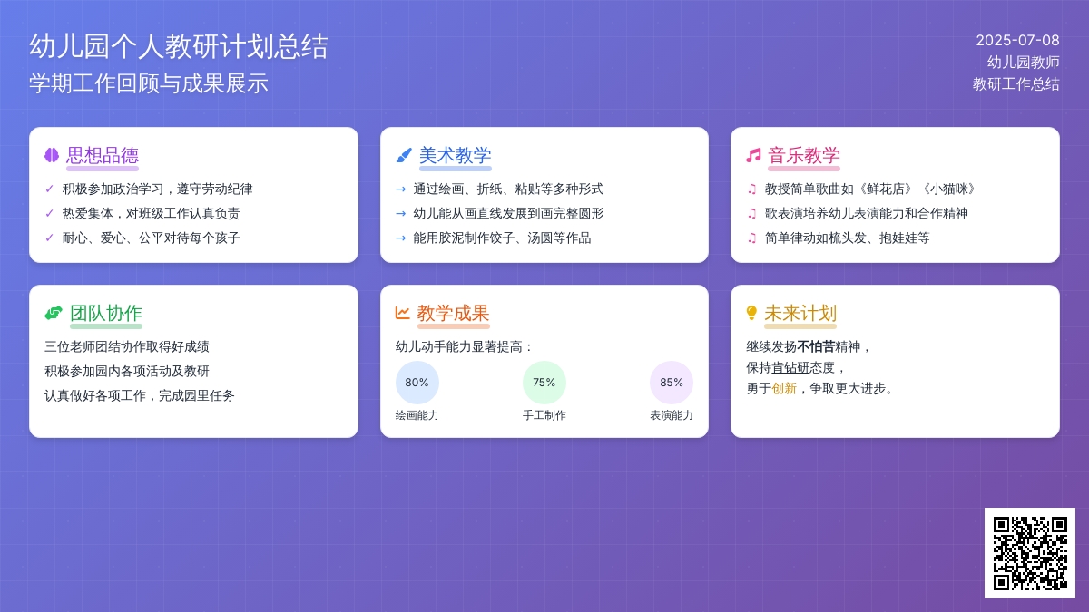 幼儿园个人教研计划总结