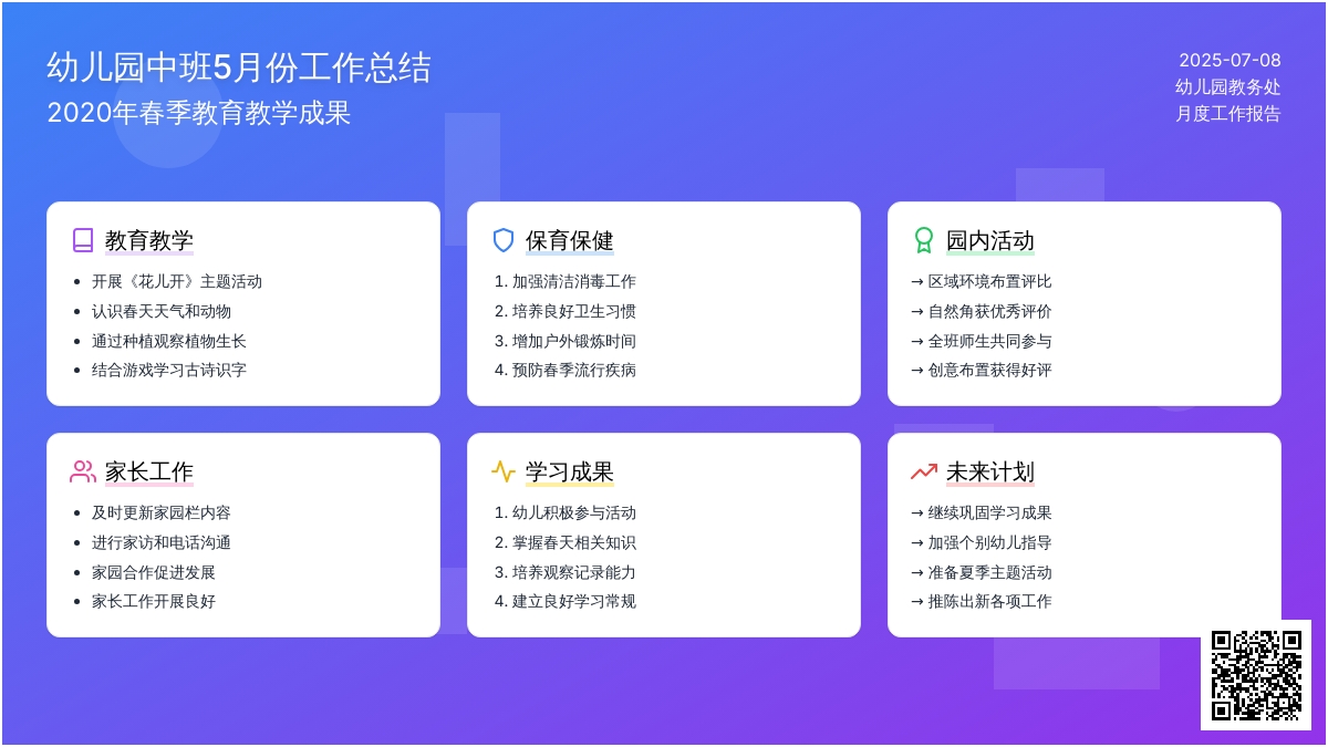 幼儿园中班5月份工作总结2020