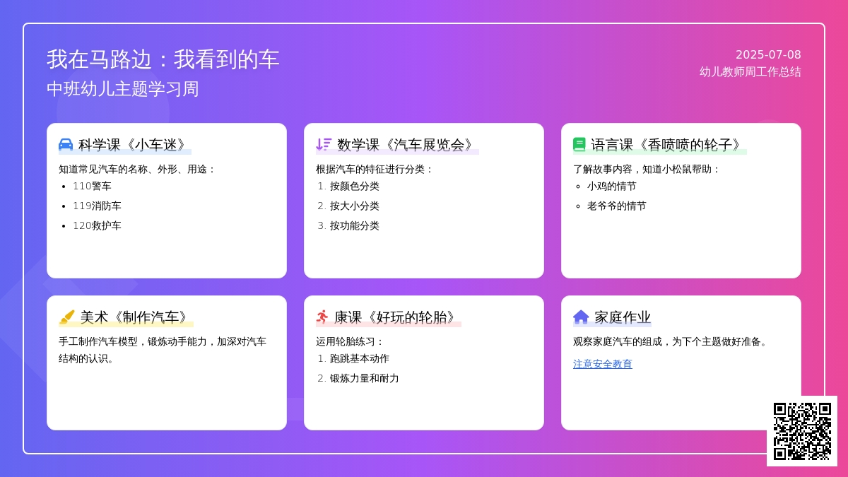 幼儿教师周工作总结范文