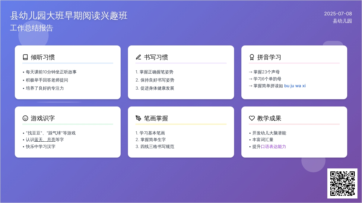 县幼儿园大班早期阅读兴趣班工作总结报告