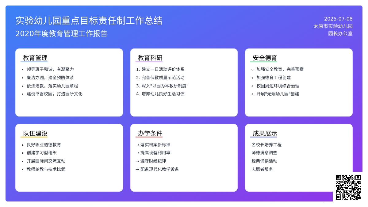实验幼儿园重点目标责任制工作总结