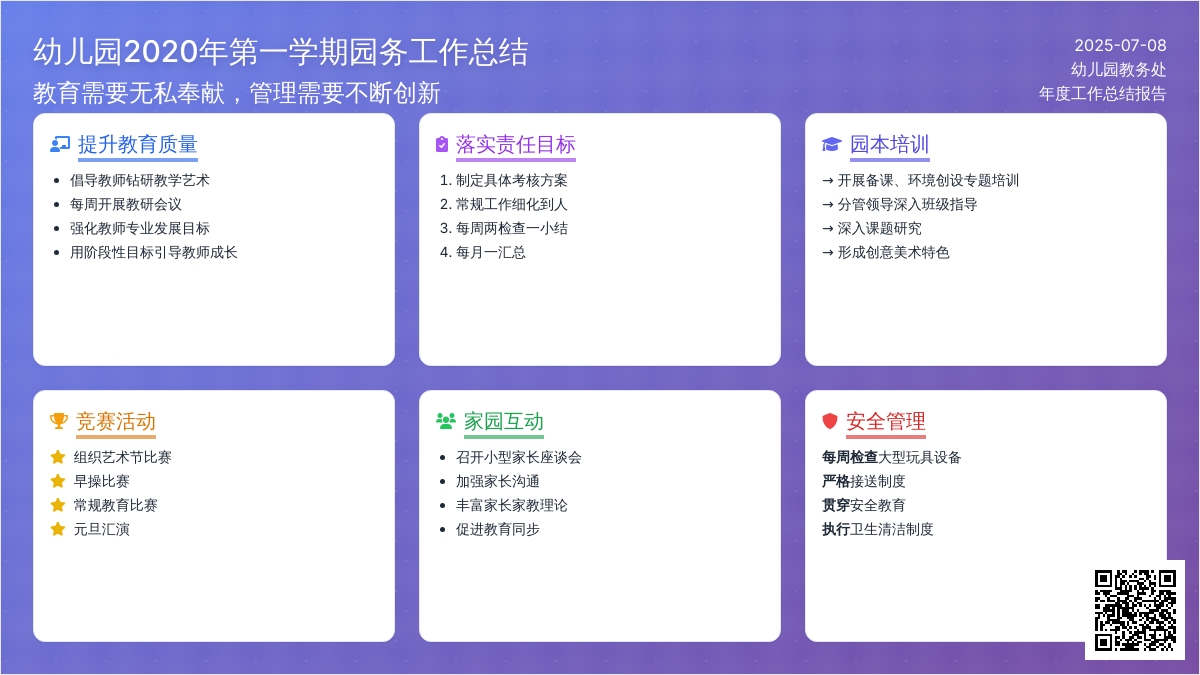幼儿园2020年第一学期园务工作总结