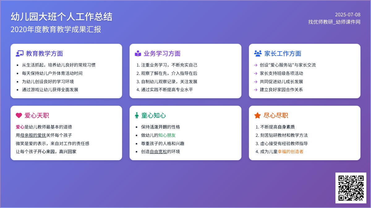 2020年幼儿园大班个人工作总结
