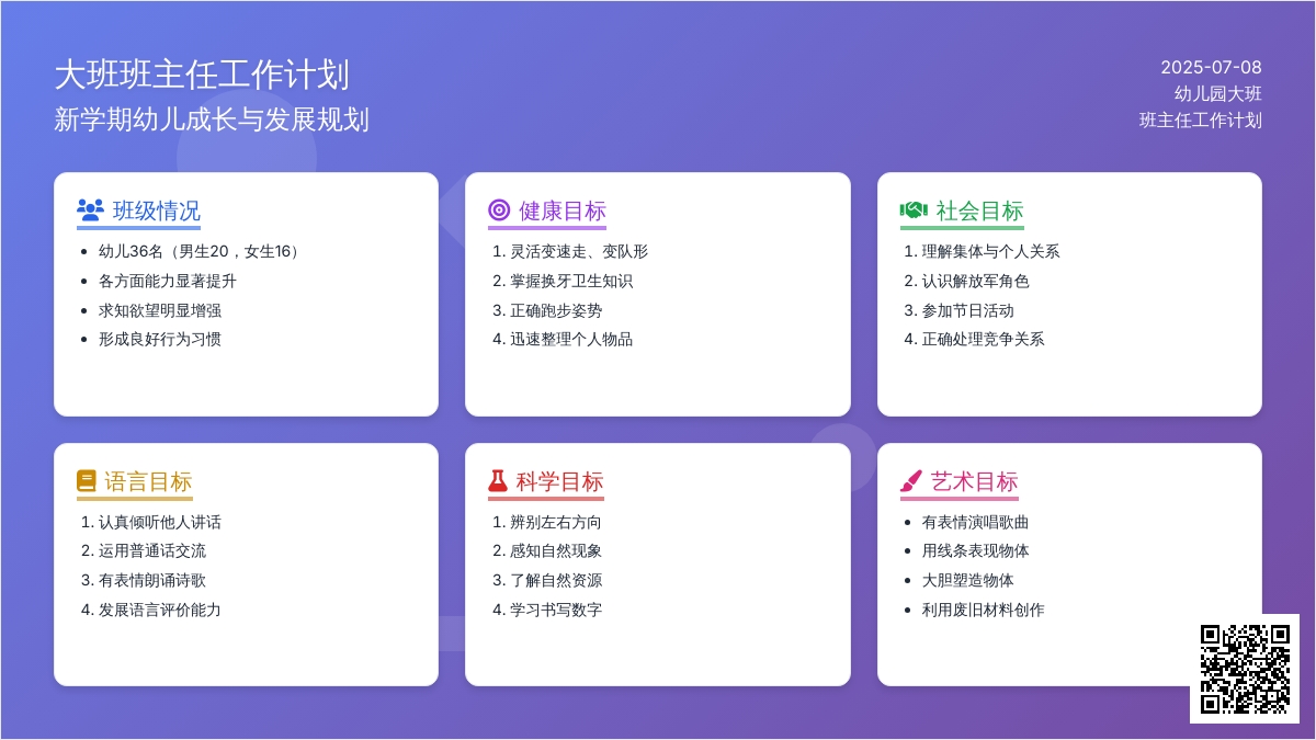 大班班主任工作计划2020