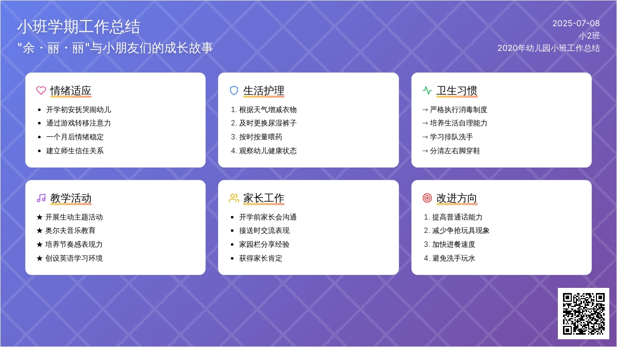 2020年-2020年幼儿园小班工作总结