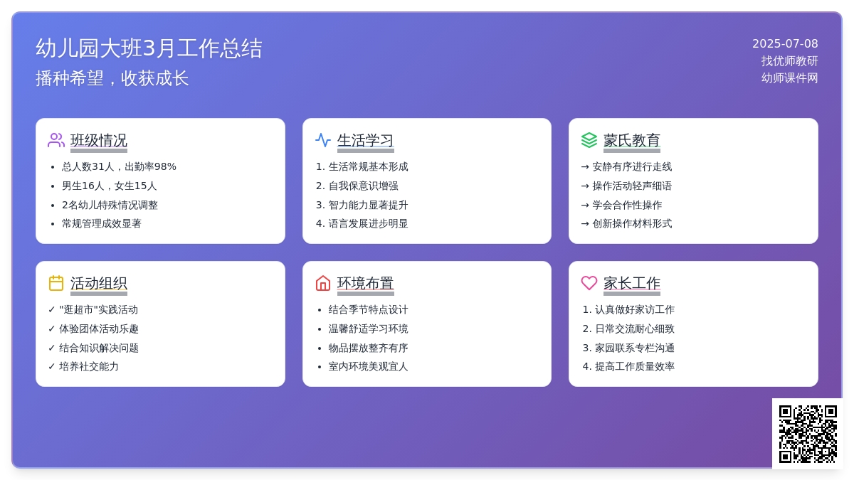 幼儿园大班3月工作总结