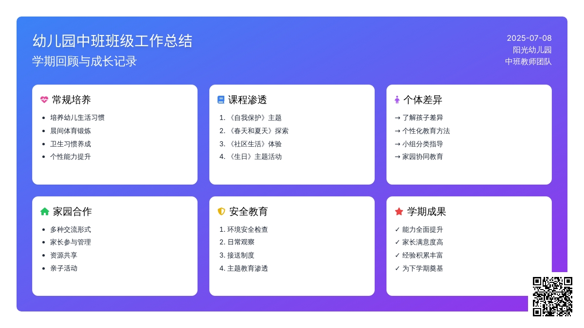 幼儿园中班班级工作总结