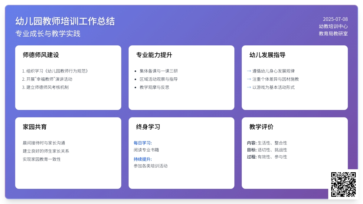 幼儿园教师培训工作总结十篇