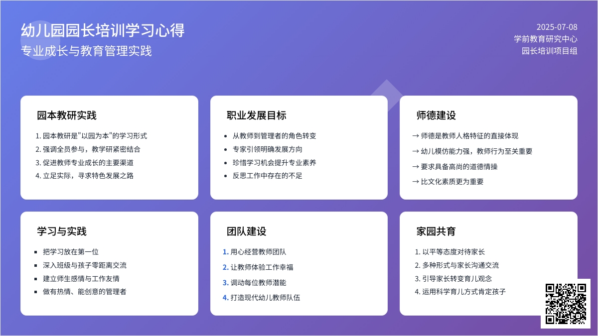 幼儿园园长培训的学习心得体会4篇