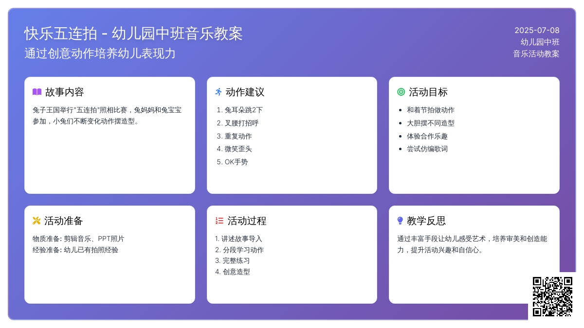 幼儿园中班音乐优秀教案《快乐五连拍》