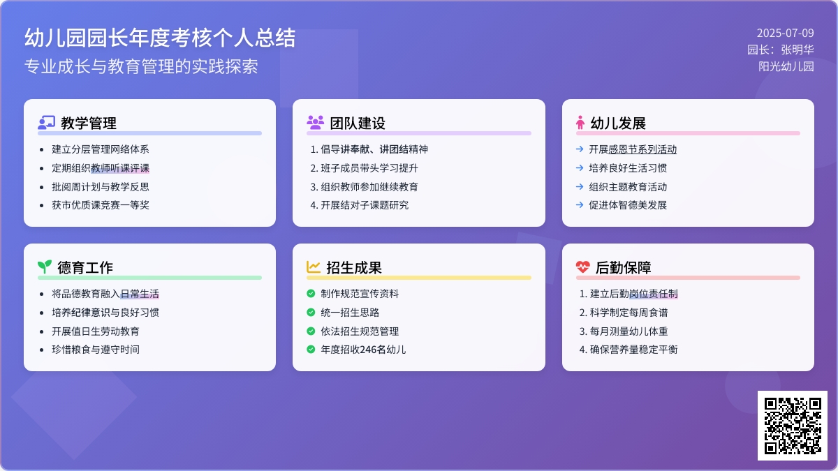 幼儿园园长年度考核个人总结范文